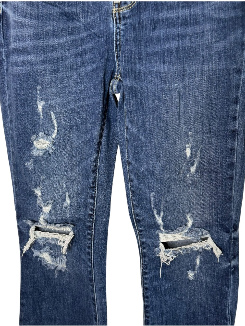 Judy Blue Dark Wash Distressed Trouser Flare Button Fly Jeans - Picture 4 of 8